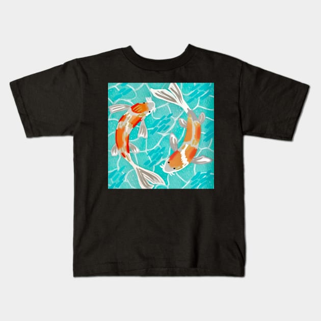 Koi Pond Kids T-Shirt by Art by Ergate